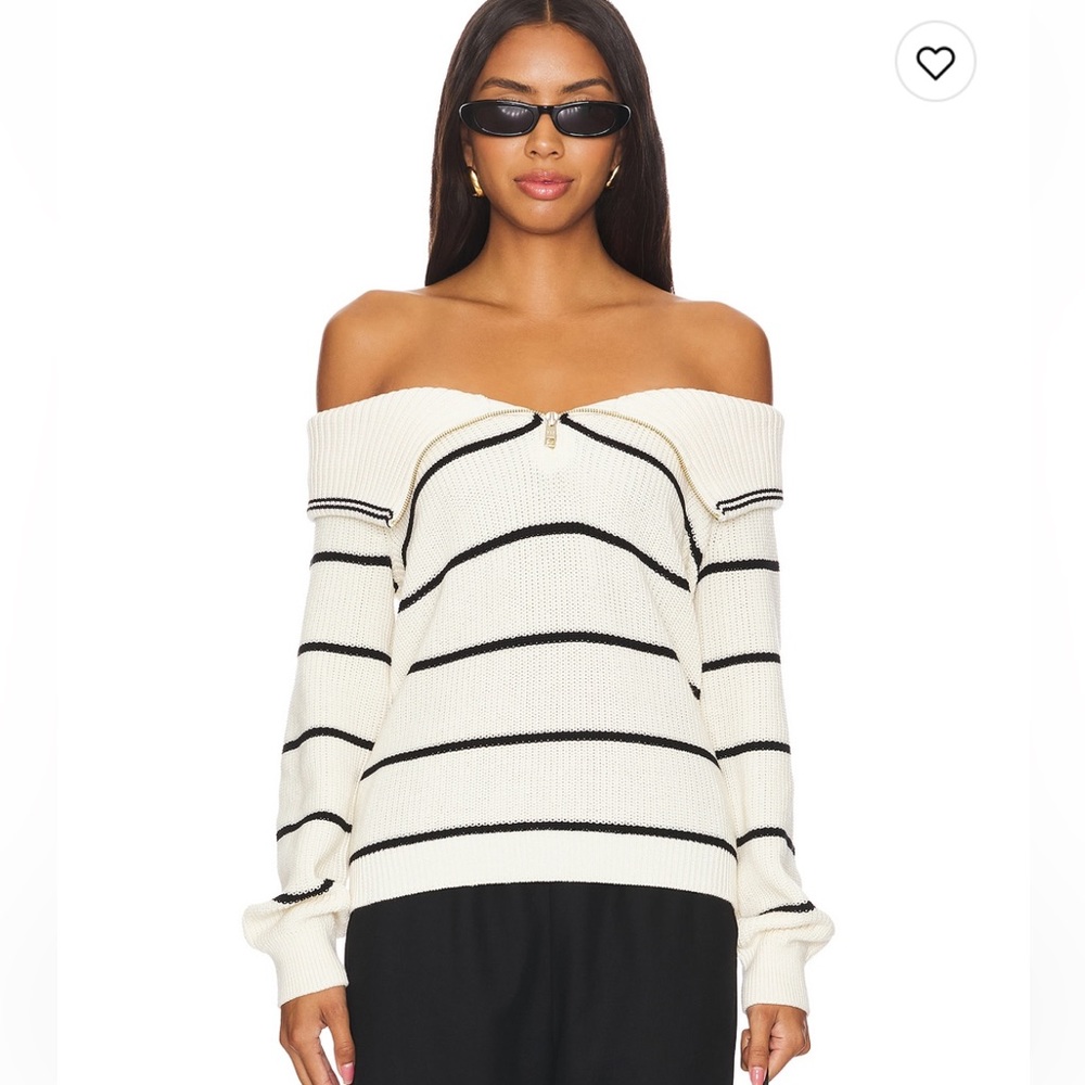 NWT 525 Off-Shoulder Striped Sweater